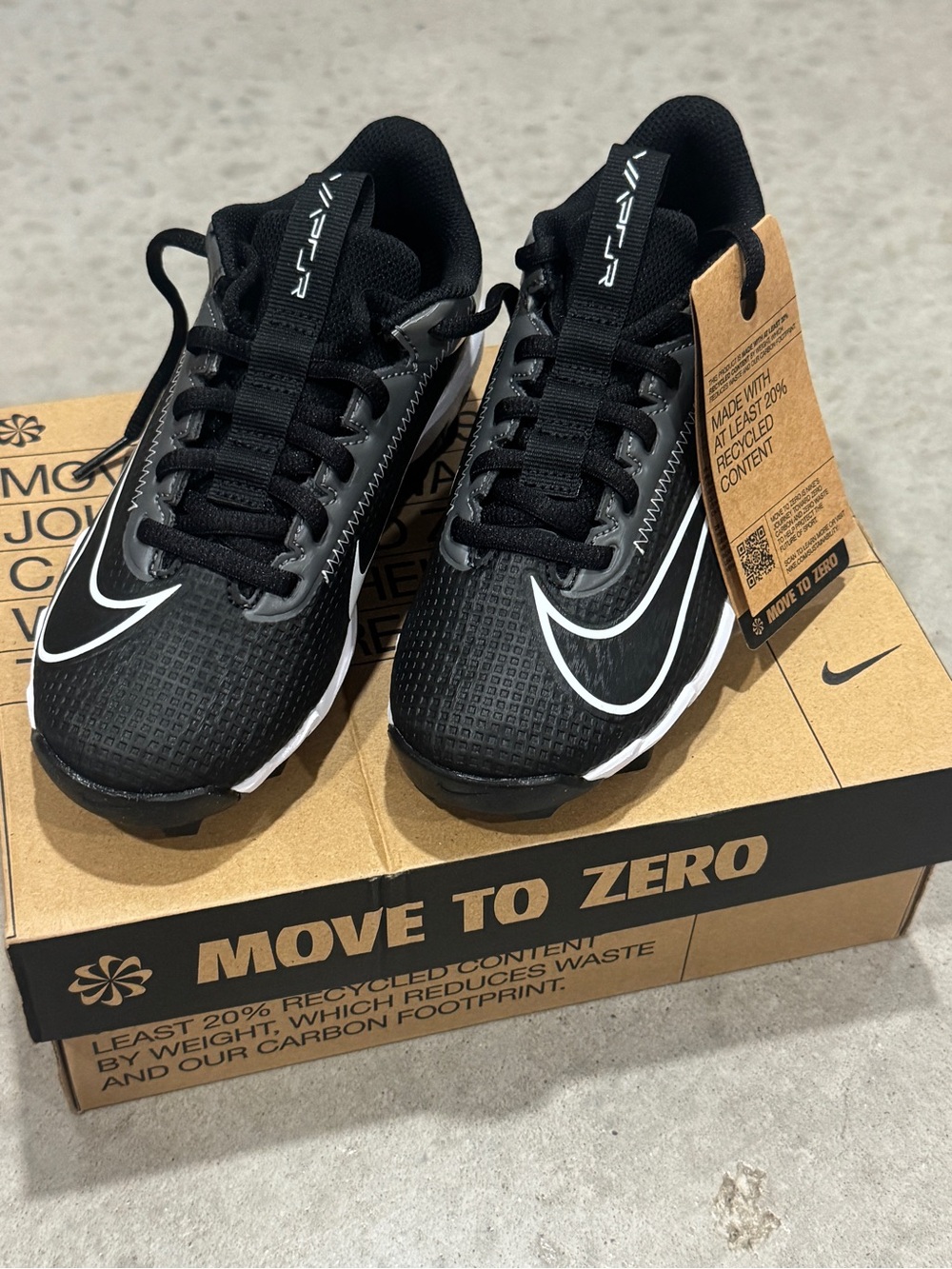 Nike Black and White Vapor kid's Athletic Sneakers